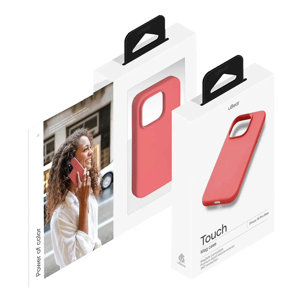 Чехол защитный uBear Touch Mag Case iPhone 16 Pro Max, софт-тач, коралловый